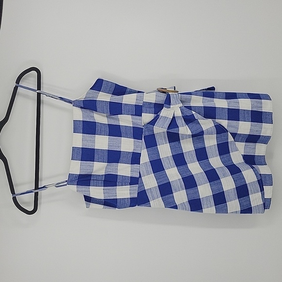 Altar'd State Blue Gingham Plaid Linen Blend Mini Dress Size L - Picture 3 of 12